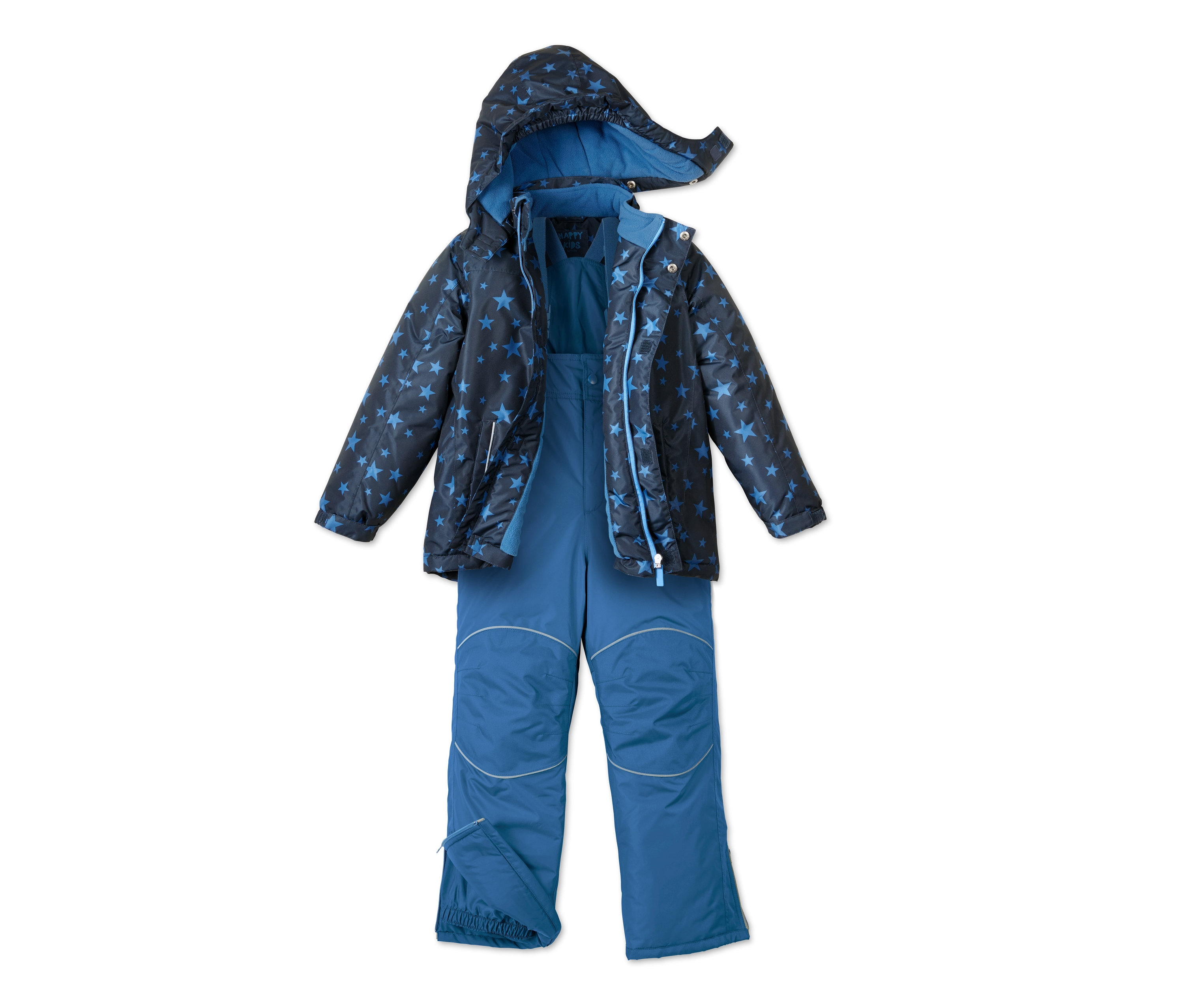 Modrá otepľovacia súprava s hviezdami.