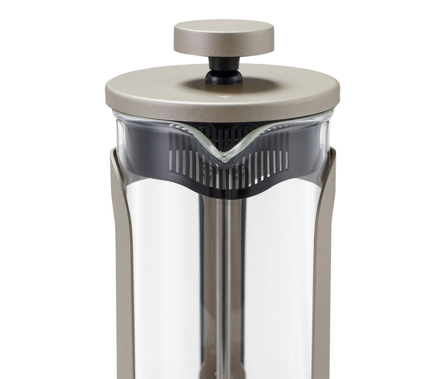 Detail kanvice french press 300 ml, 2 šálky, farba šampanského.