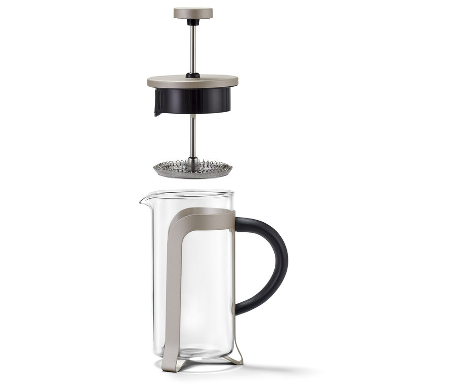Rozložená kanvica french press 300 ml, 2 šálky, farba šampanského.