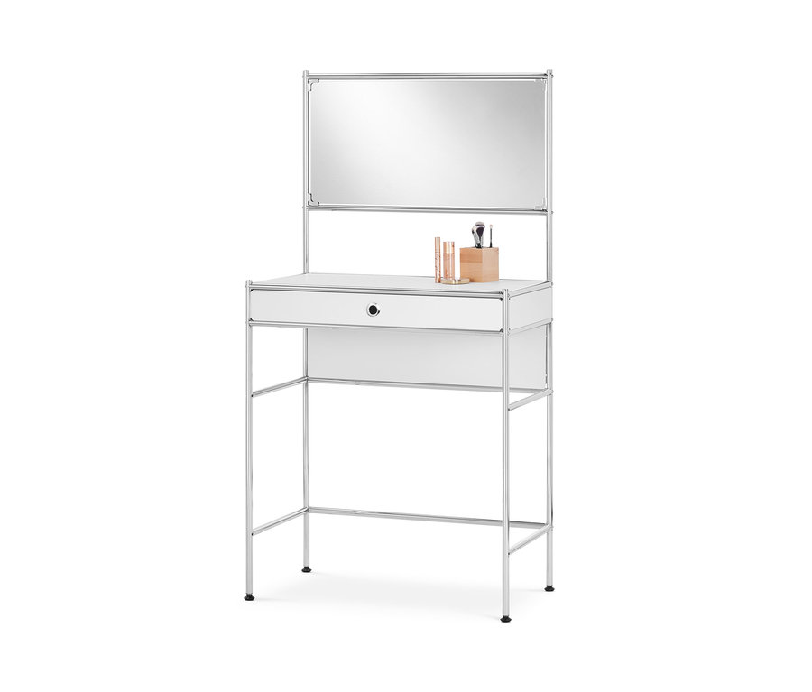 Kovový toaletný stolík »CN3« so zrkadlom, zásuvkou a kozmetikou.