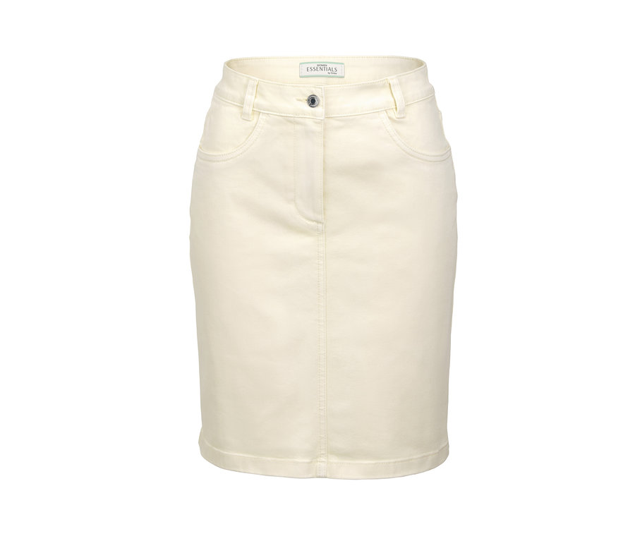 Krémová džínsová sukňa.