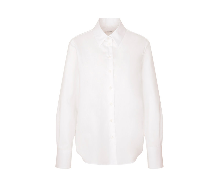 Biela blúzka bez potreby žehlenia Seidensticker s dlhými rukávmi a golierom.