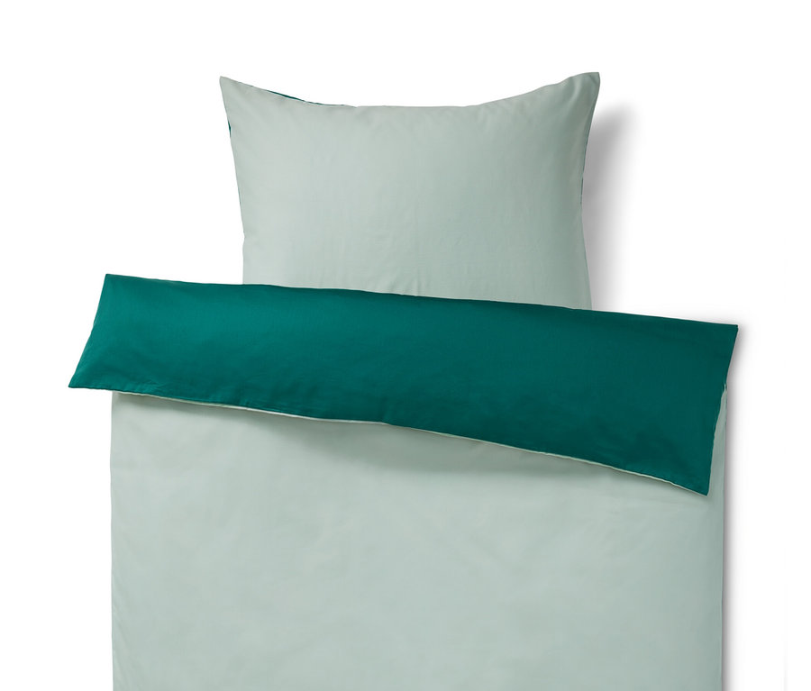 Zelená bavlnená posteľná bielizeň s TENCEL™ lyocelom v štandardnej a nadmernej veľkosti.