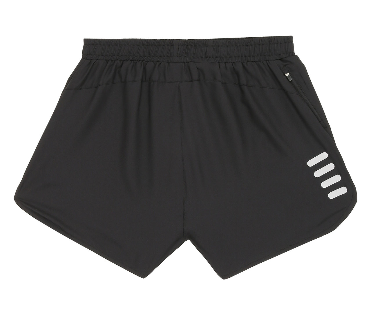 Detailný záber na čierne šortky FILA Damen-Funktionsshorts s bielymi pruhmi na boku.