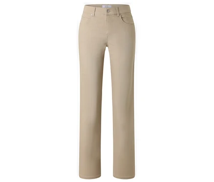 Béžové džínsy Angels Denim »Lara« Straight Fit ležia na chrbte.