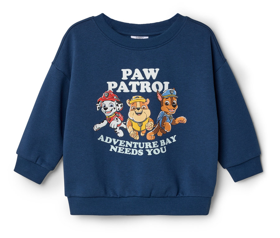 Modrý pulóver s postavičkami Paw Patrol.