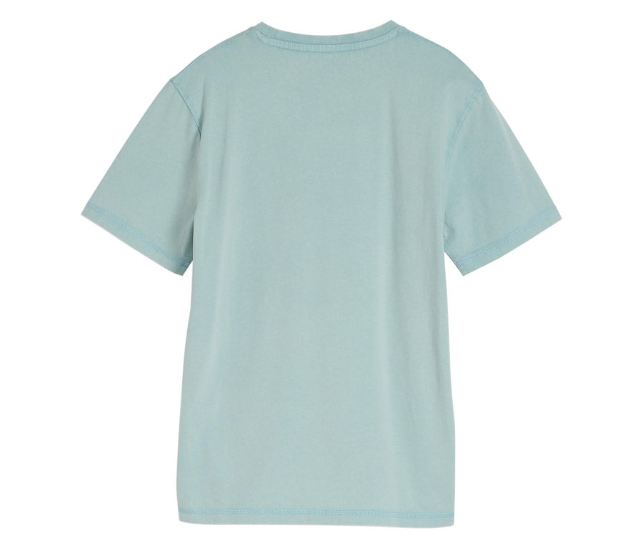 Pohľad zozadu na svetlomodré detské tričko Tom Tailor Basic s úpravou Acid-Wash.