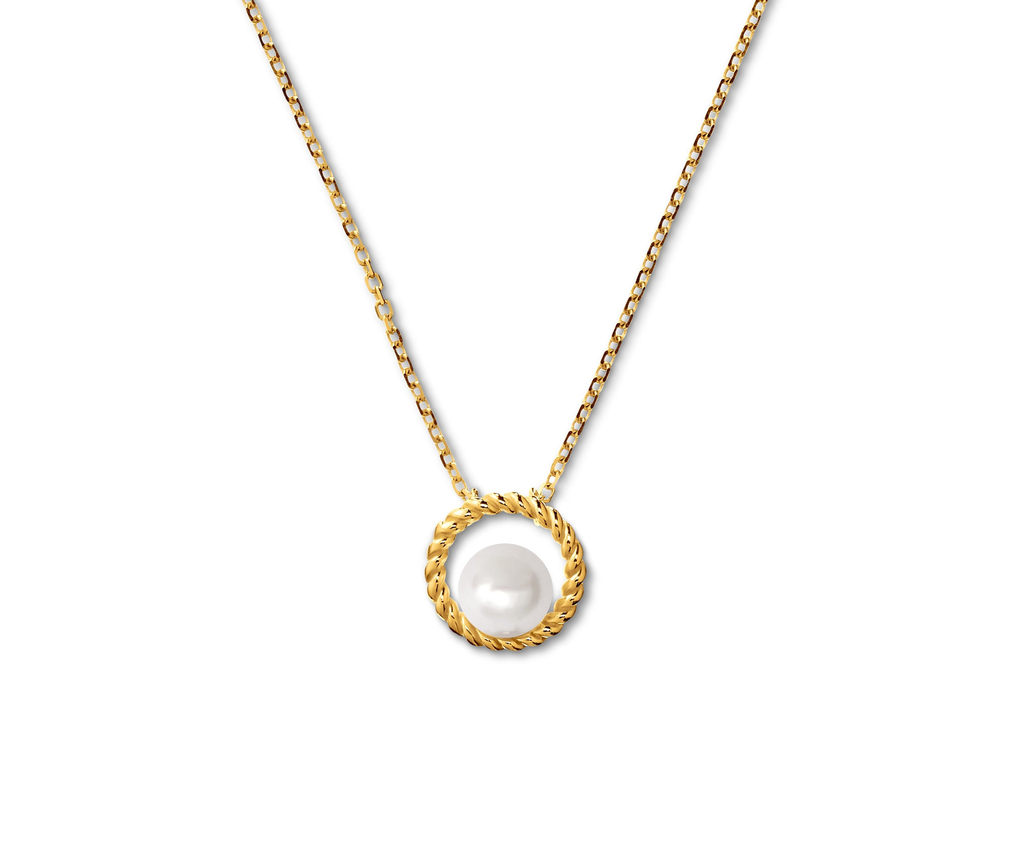 Zlatý náhrdelník 585/1000 so sladkovodnou perlou z chovu.