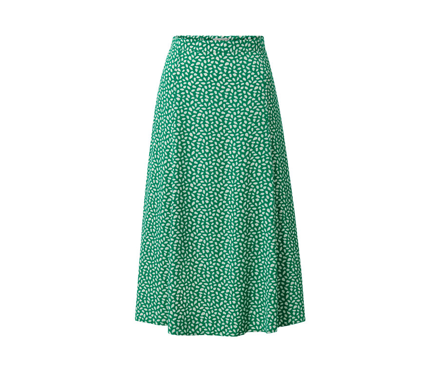 Zelená midi sukňa s potlačou.