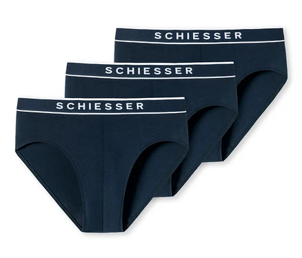 Troje tmavomodré nohavičky SCHIESSER Rio-Slip s biobavlnou.