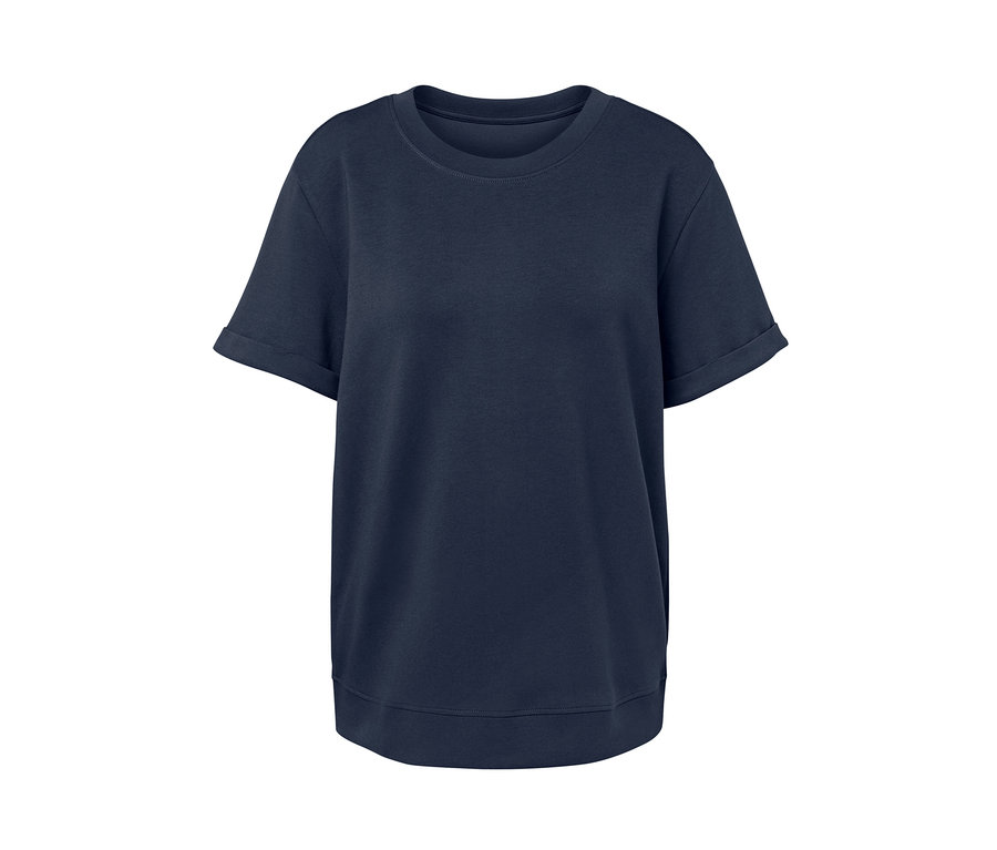 Tmavomodré tričko zo zmesi modalu s krátkymi rukávmi.