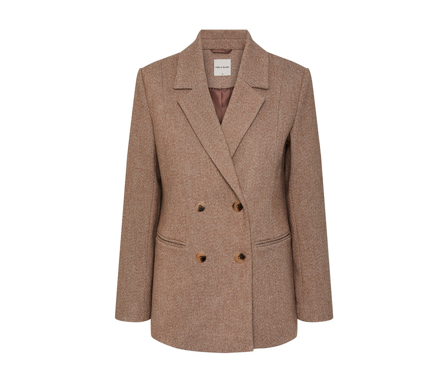 Hnedé sako s gombíkmi.