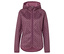 Dámska fialová flísová mikina s kapucňou a potlačou.