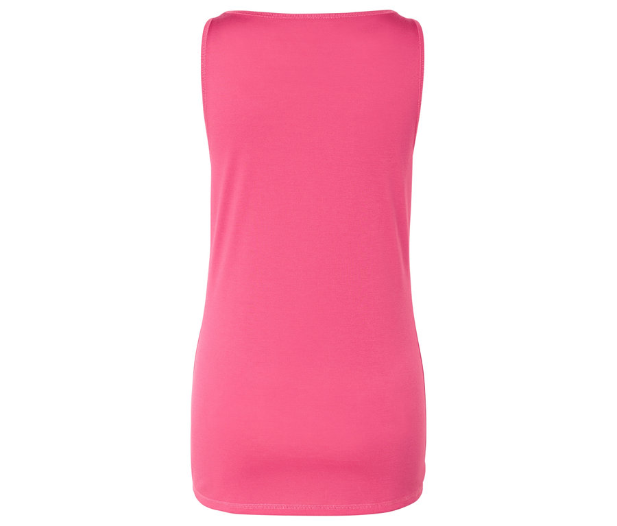 Pohľad zozadu na ružový top bez rukávov.