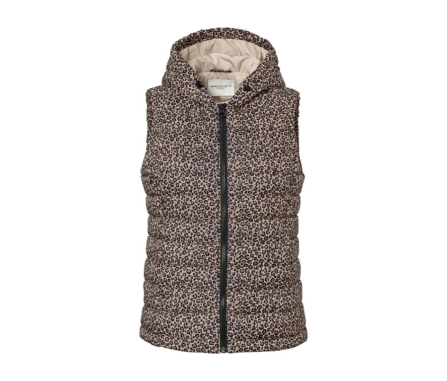 Prešívaná bunda s potlačou s kapucňou.