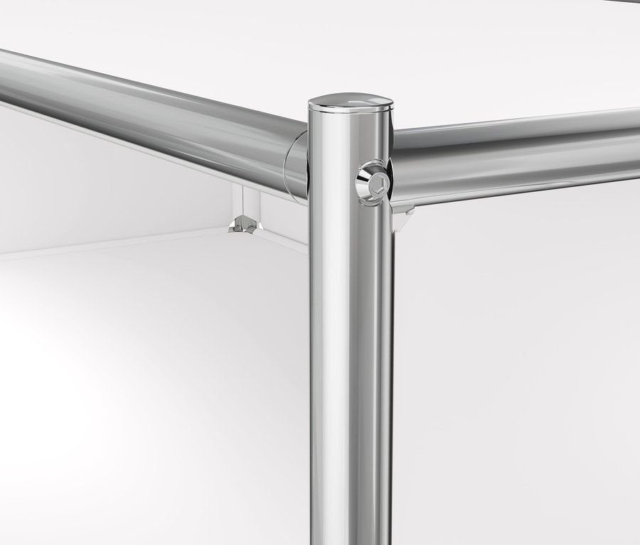 Detail rohu kovového regálu »CN3«.