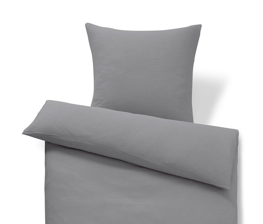 Sivá mušelínová posteľná bielizeň štandardnej veľkosti s obliečkou na vankúš