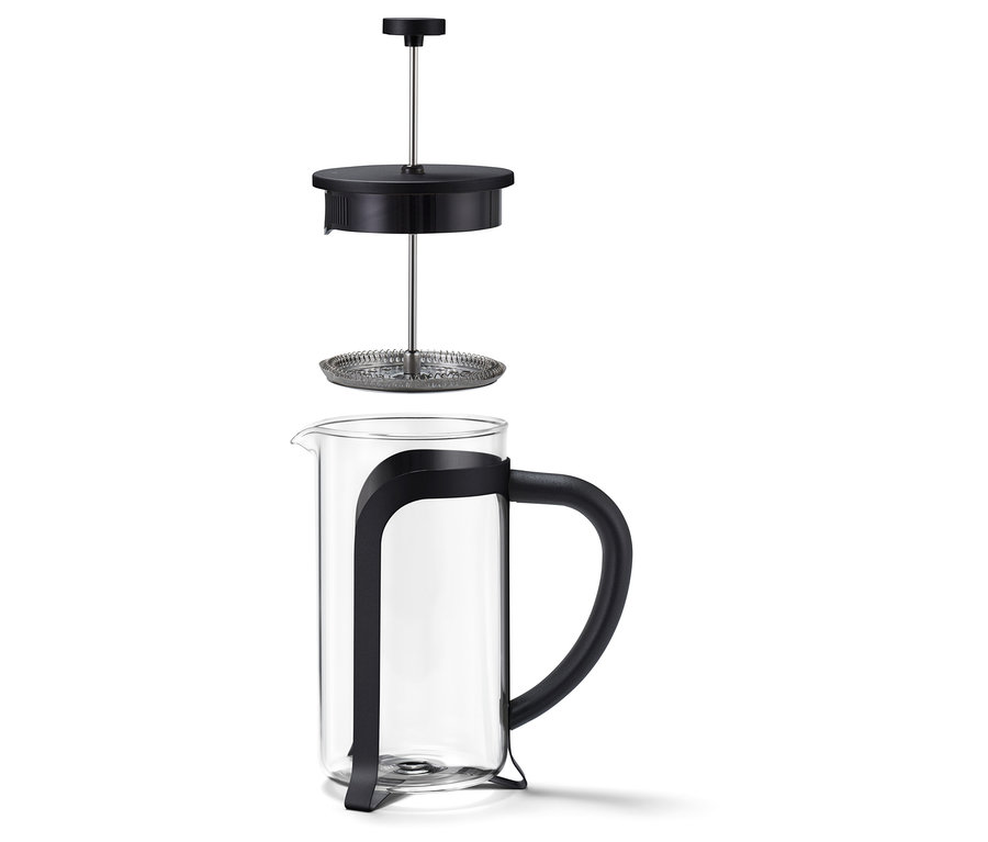 Rozložená čierna kanvica french press 800 ml na 6 šálok.