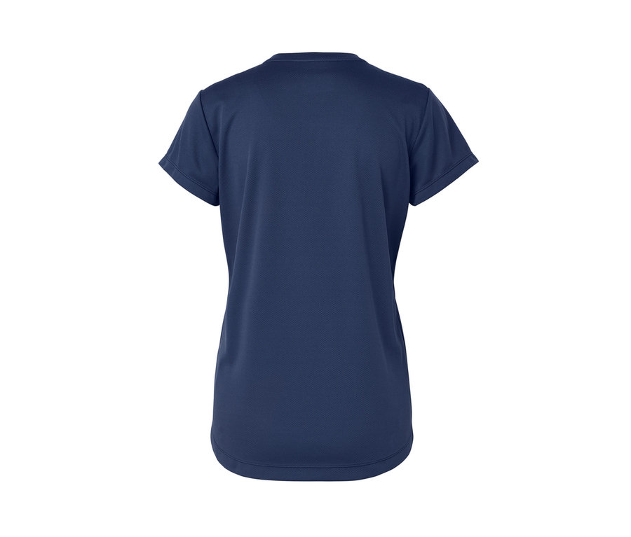 Tmavomodré športové tričko s polovičným zipsom zozadu.