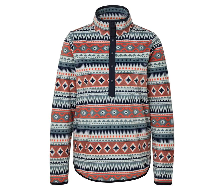 Vzorovaná fleecová mikina s gombíkmi.