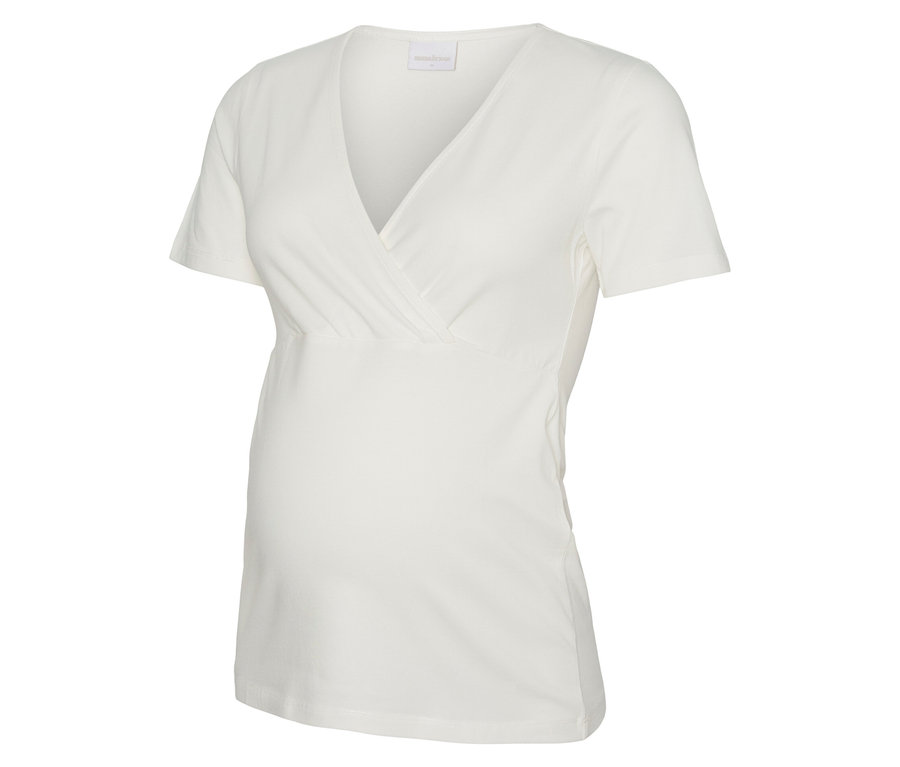 Biele tehotenské tričko MAMALICIOUS MLKERRIE TESS SS JRS TOP 2F 2-P NOOS s výstrihom do V.