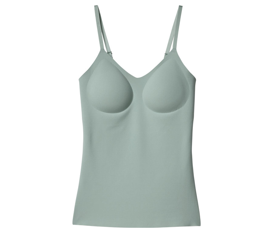 Svetlozelený tielko s výstrihom do V a vstavanou podprsenkou.