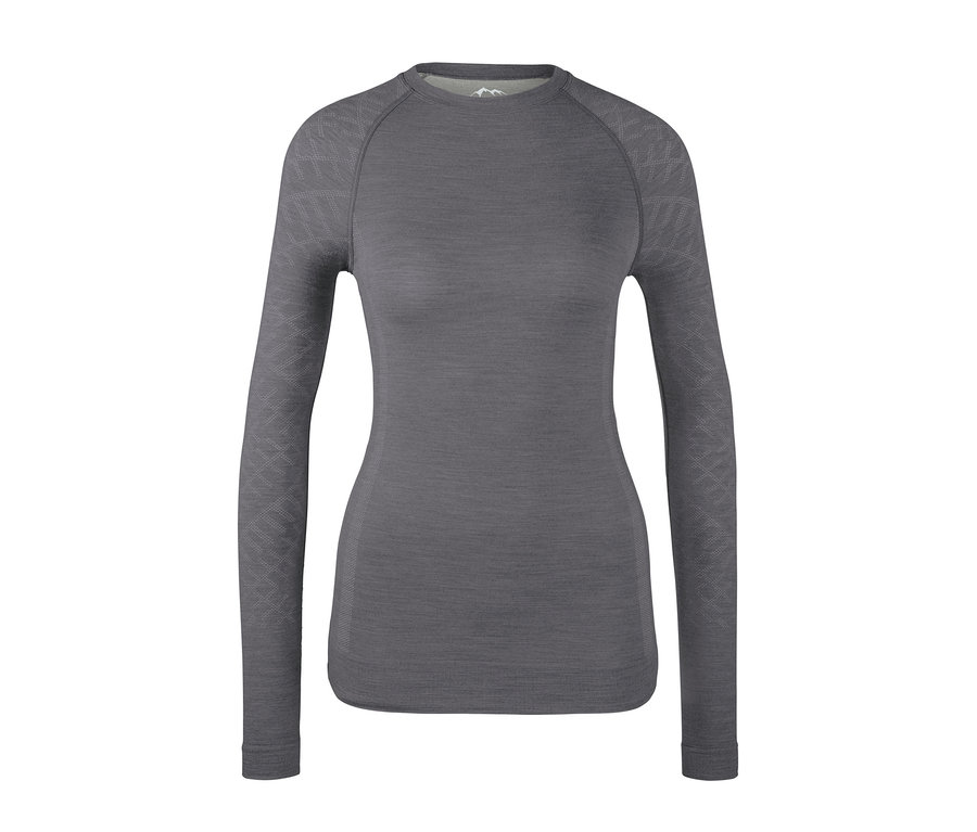 Sivé funkčné tričko s dlhým rukávom a vlnou merino.