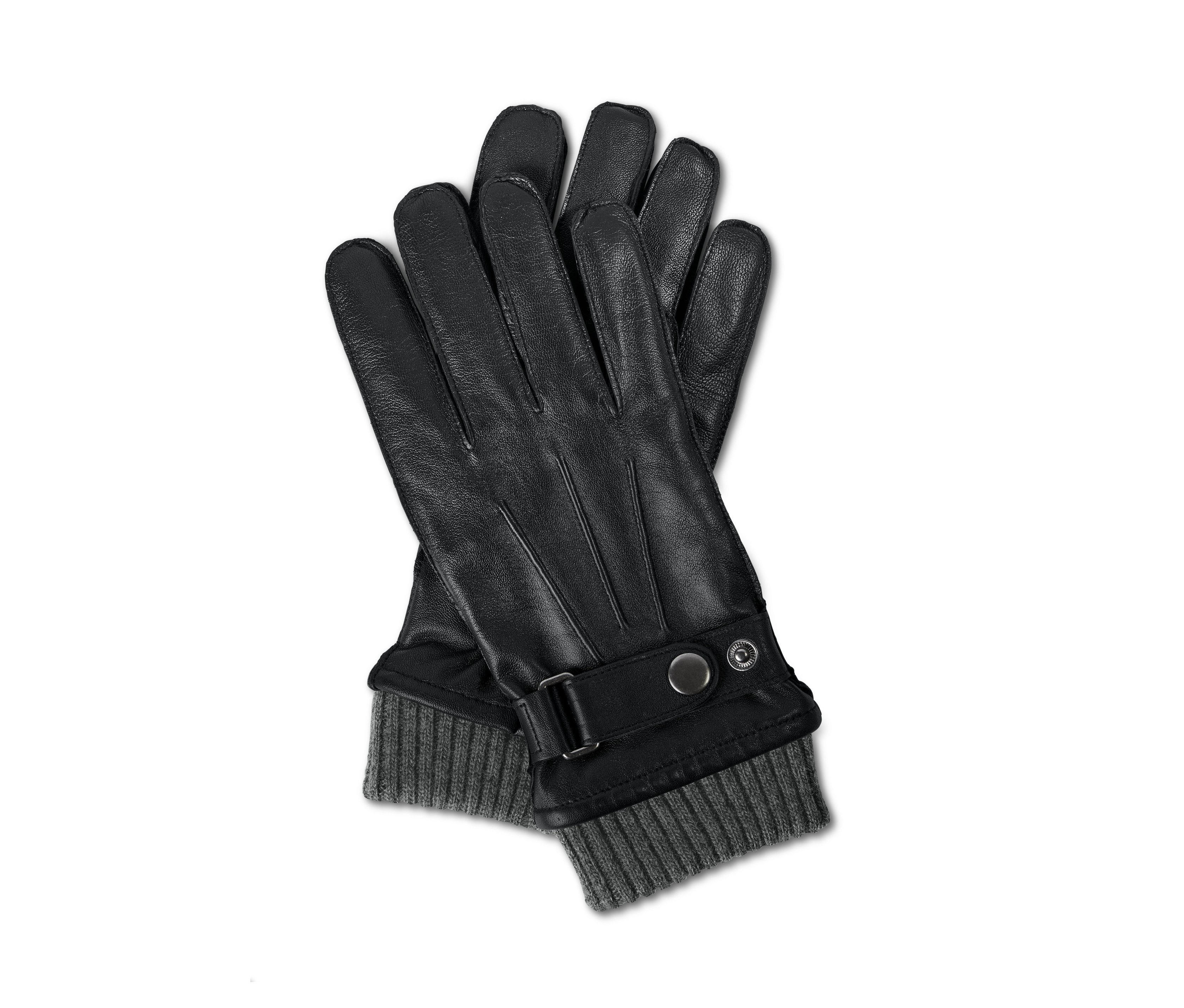 Čierne kožené rukavice.