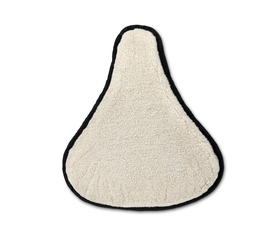 Biely poťah na sedadlo 2 v 1 s čiernym lemom.