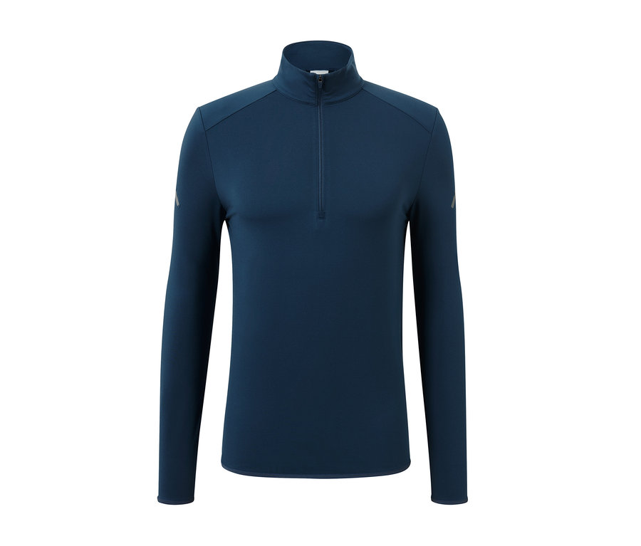 Modré funkčné termotričko s dlhým rukávom a krátkym zipsom.