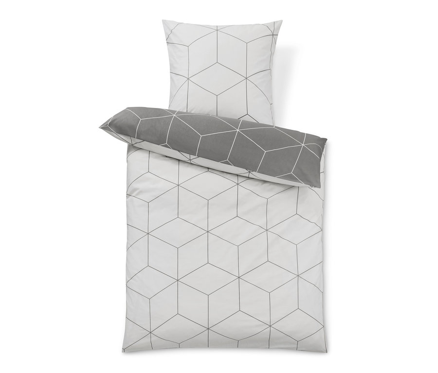 Súprava posteľnej bielizne z renforcé štandardnej a nadmernej veľkosti s geometrickým vzorom.