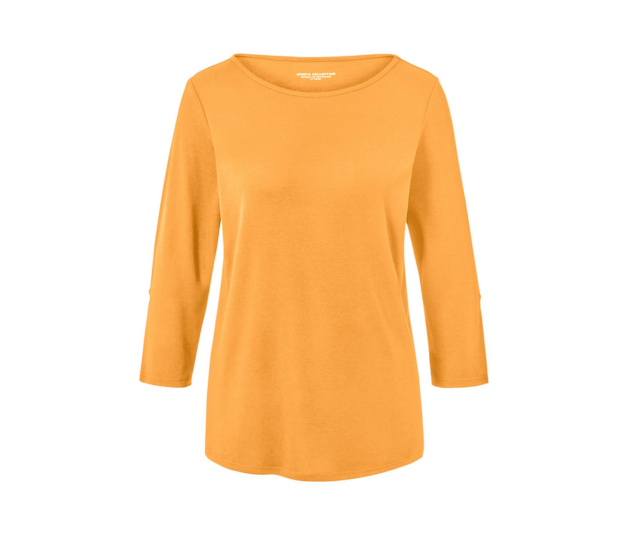 Oranžové funkčné tričko s 3/4 rukávmi.