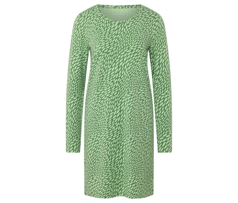 Zelená nočná košeľa s listovou potlačou.