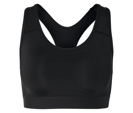 Čierna športová podprsenka so zadným dielom v štýle racerback.