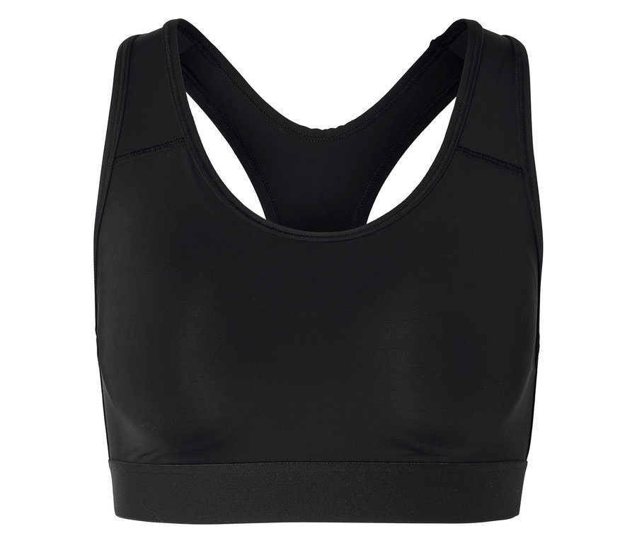 Čierna športová podprsenka so zadným dielom v štýle racerback.