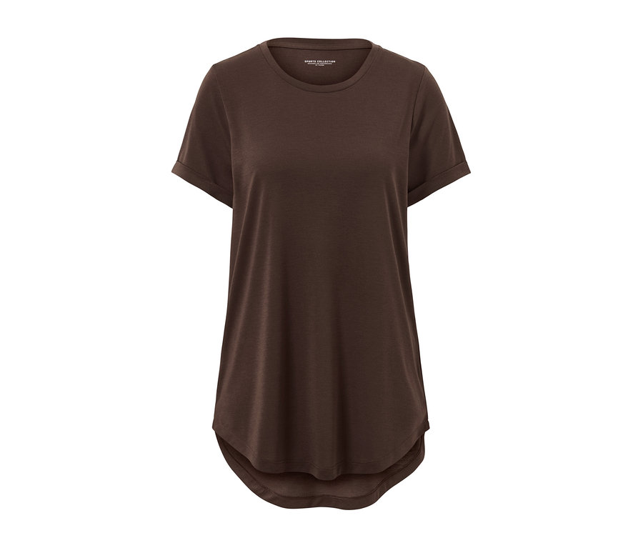 Hnedé dlhé tričko na bielom pozadí.