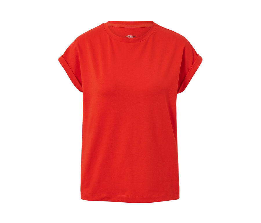 Červené funkčné tričko s krátkymi rukávmi.