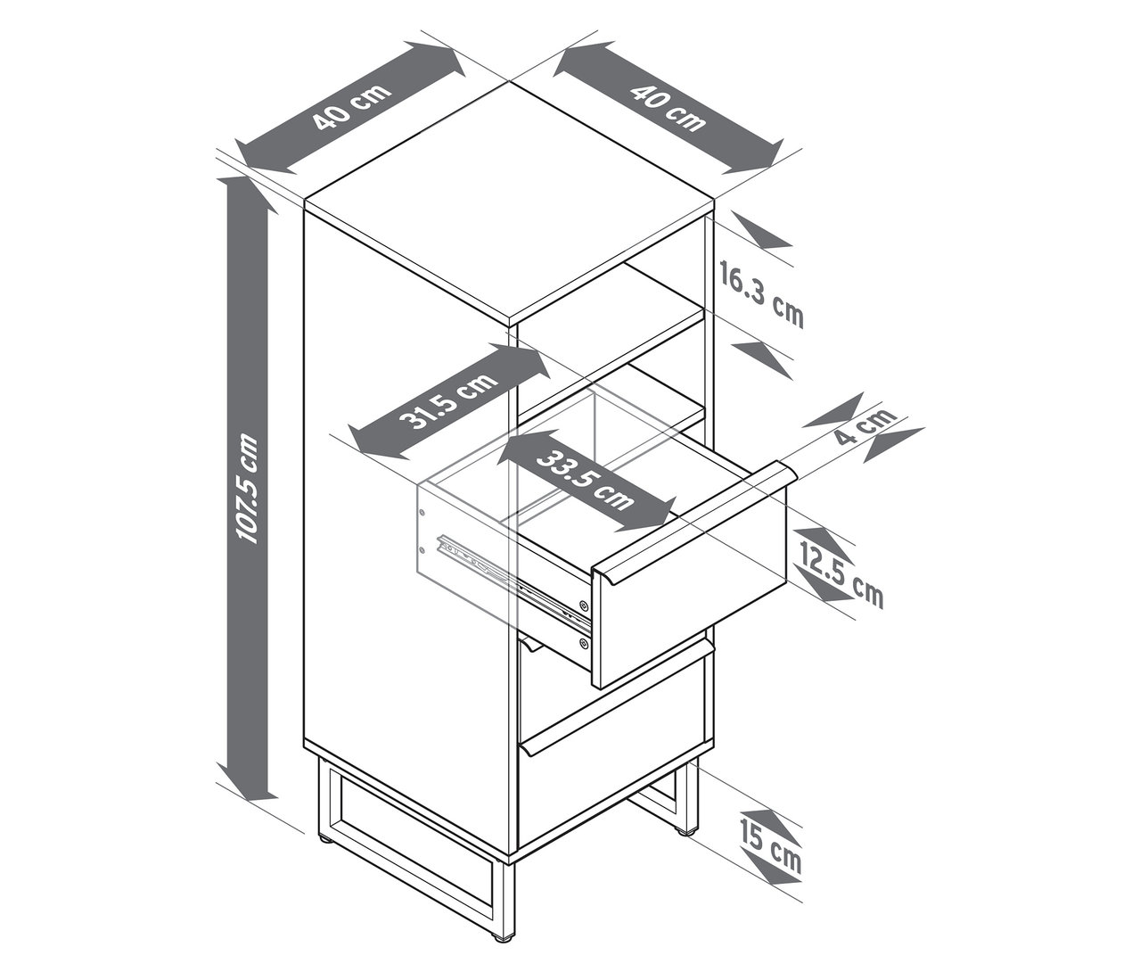 Ilustrácia modulu so zásuvkami »LEEG« s 3 zásuvkami, vrátane rozmerov.