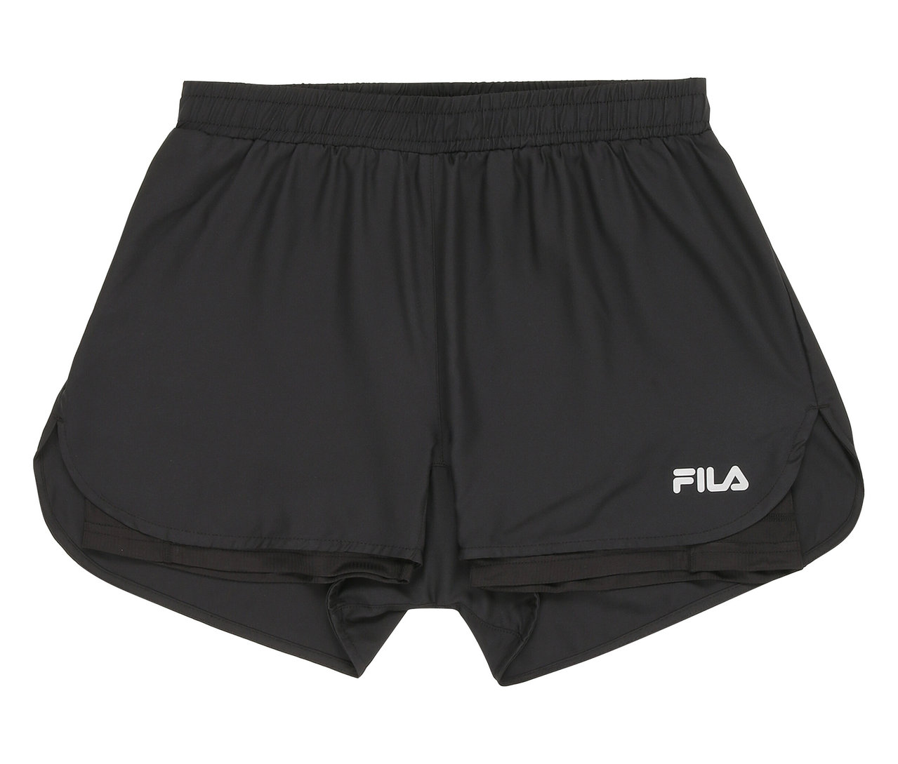 Čierne funkčné šortky FILA pre ženy, zobrazené spredu.
