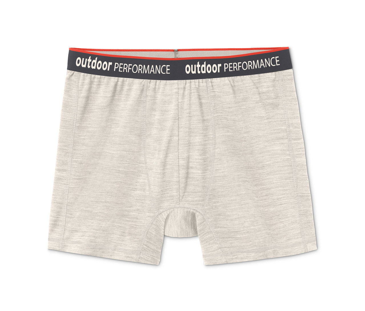 Béžové pánske boxerky s certifikátom RWS vlny, 2 ks, s nápisom Outdoor Performance na elastickom páse.