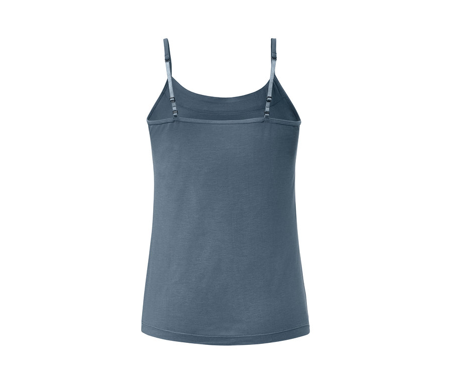 Modré tielko s nastaviteľnými ramienkami.