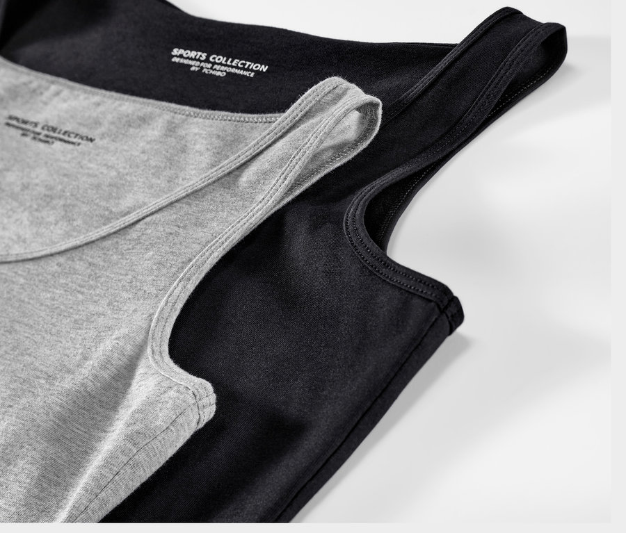 Detail čierneho a sivého melírovaného tielka, 2 ks.