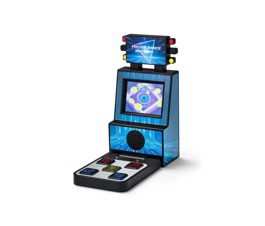 Detailný záber na prstový tanečný stroj.