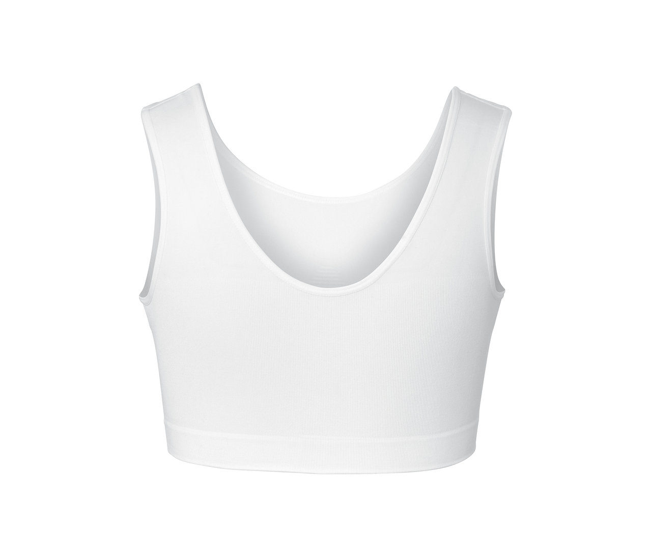 Detail bielej bezšvovej podprsenky.