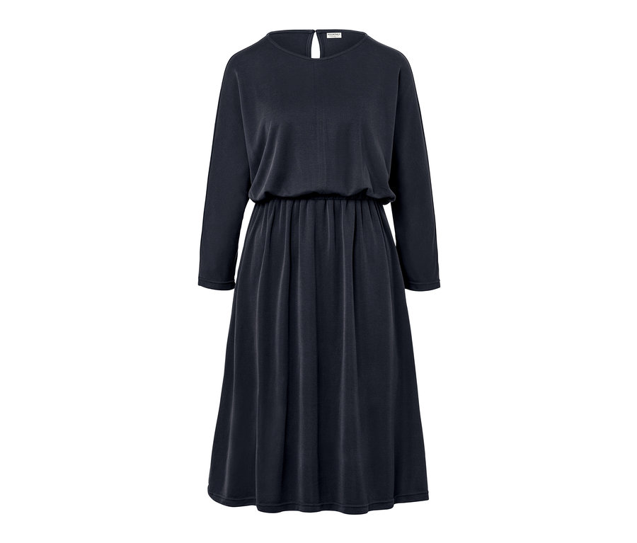 Tmavo modré šaty z džersejového piké.