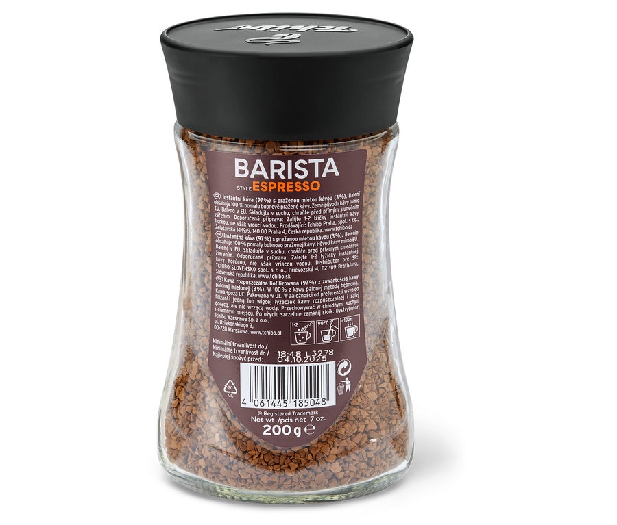 Pohár instantnej kávy Barista Espresso Style 200 g.
