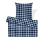 Modré kockované obliečky s vankúšom.