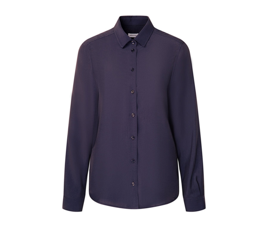 Modrá blúzka Seidensticker z viskózy s dlhými rukávmi a gombíkmi.