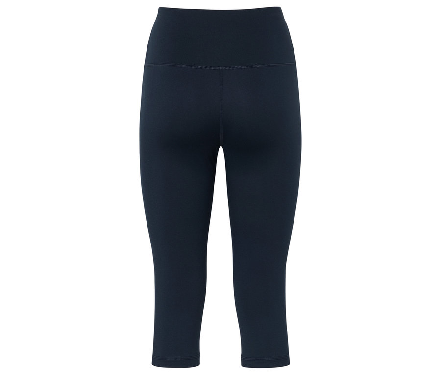 Tmavo modré športové legíny s vysokým pásom.