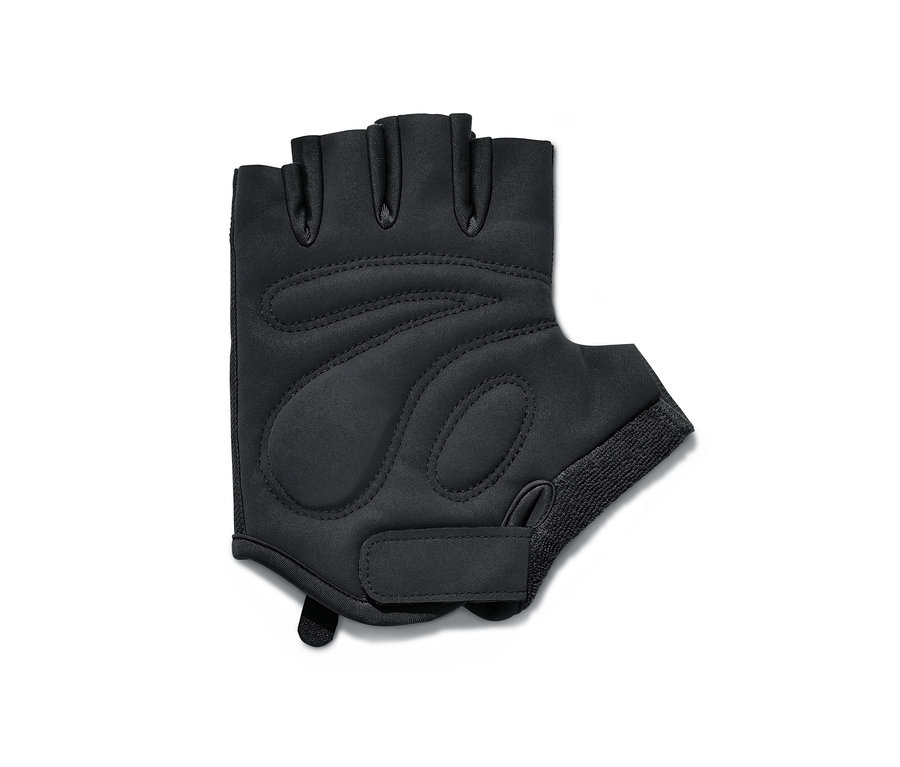 Čierna cyklistická rukavica bez prstov.